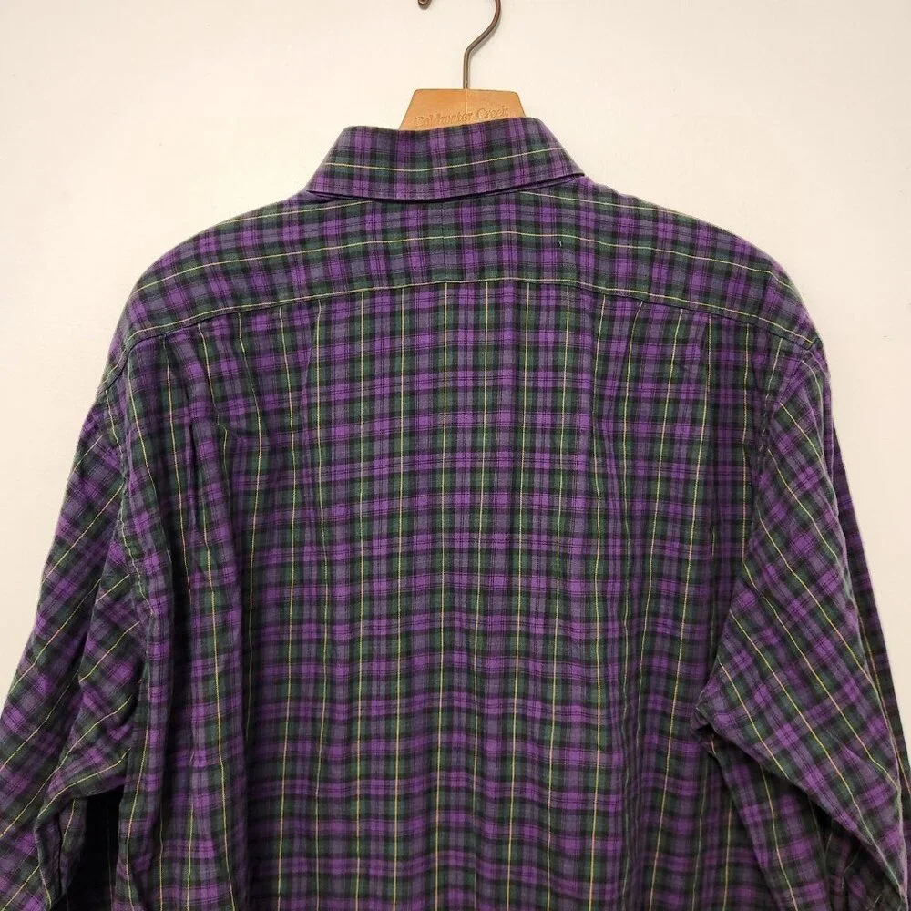 Polo Ralph Lauren Shirt‎ Regent Classic Fit Button Up Purple Blue Check XL EUC